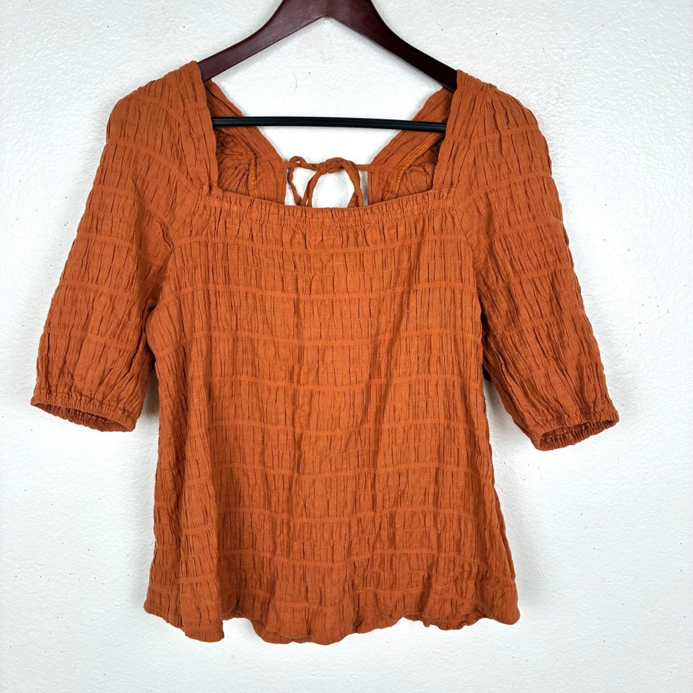Top Sz S Cotton Gauze Cottage Boho Tiered Puff Sleeve Peasant Prairie Earthy